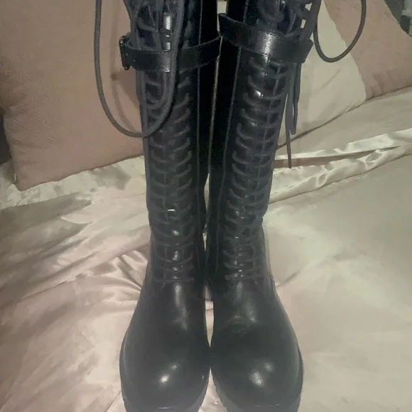 Ann Demeulemeester Danny Black Leather Lace-Up Combat Boots-37 - Picture 3 of 13